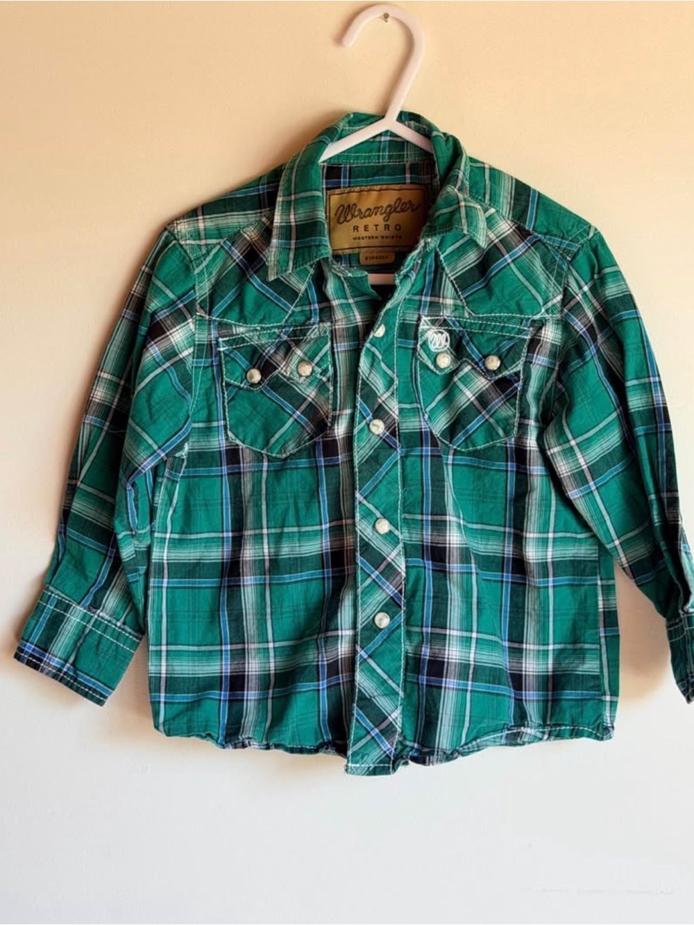 Wrangler Green Plaid Button-Down Shirt Kidd